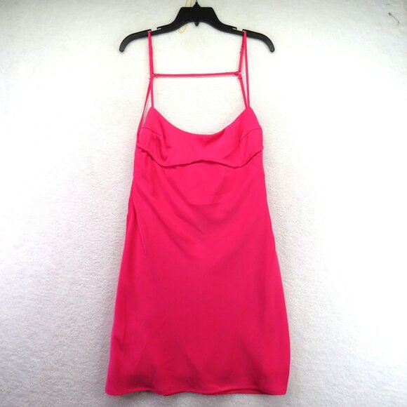 Allison Kelly Dress Sz Large Hot Pink Mini Adjustable Straps Sweetheart Neckline - Picture 1 of 13
